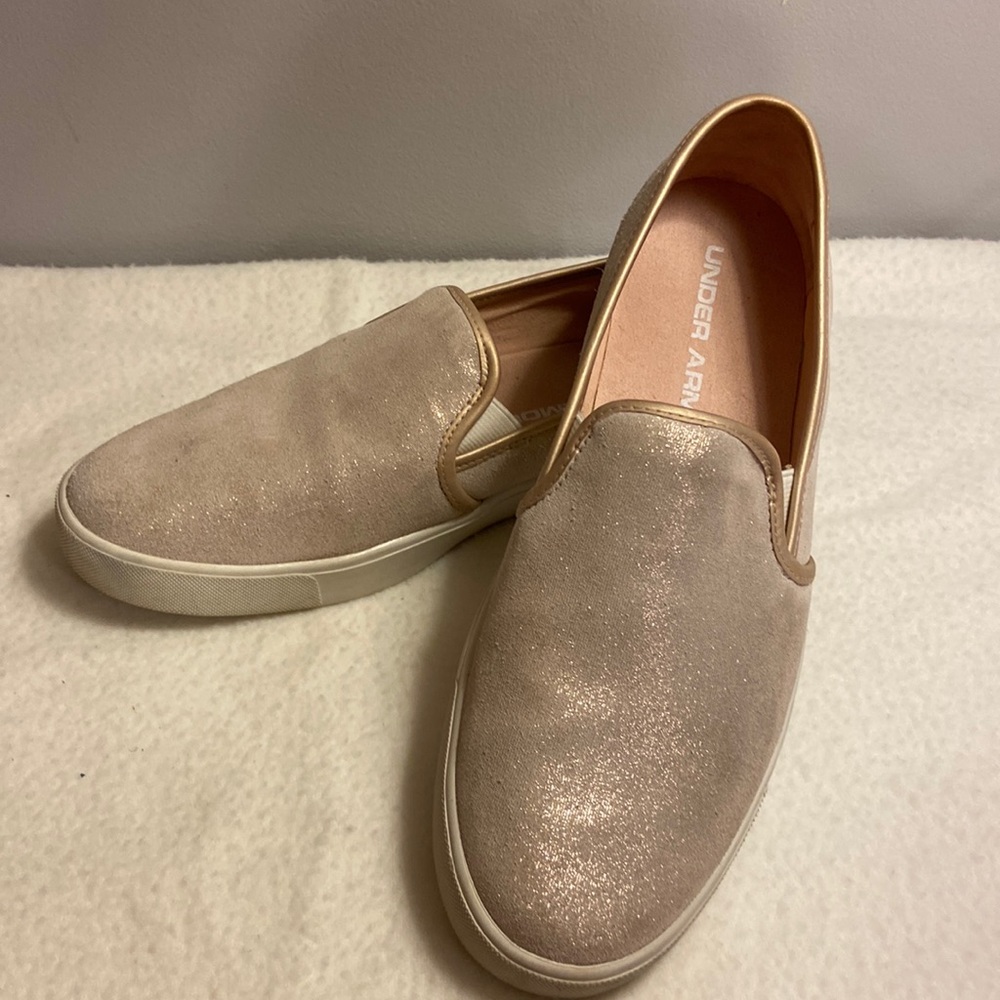 Under Armour gold shimmer flats size 8